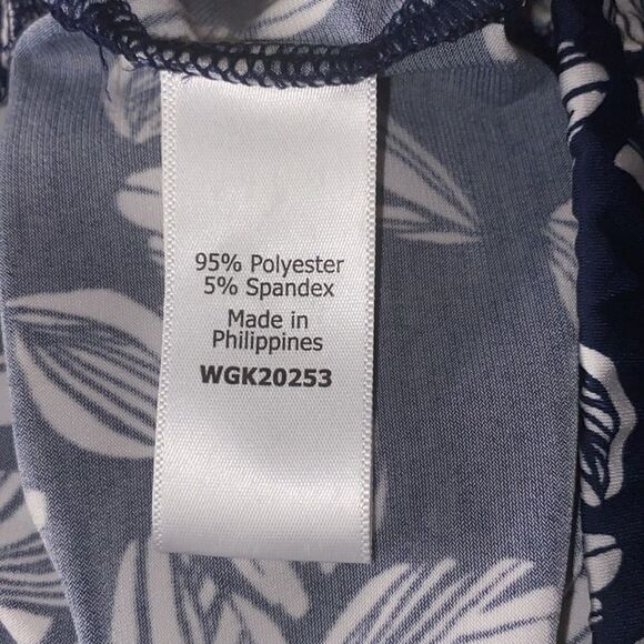 Magnolia Grace Wm’s Sz XL Navy Blue White Leaf Design Flowy Wide Leg Pants - Picture 5 of 5